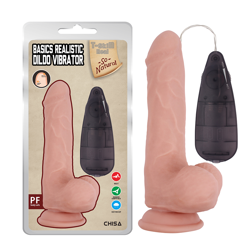 Basics Realistic Dildo Vibrator-Flesh