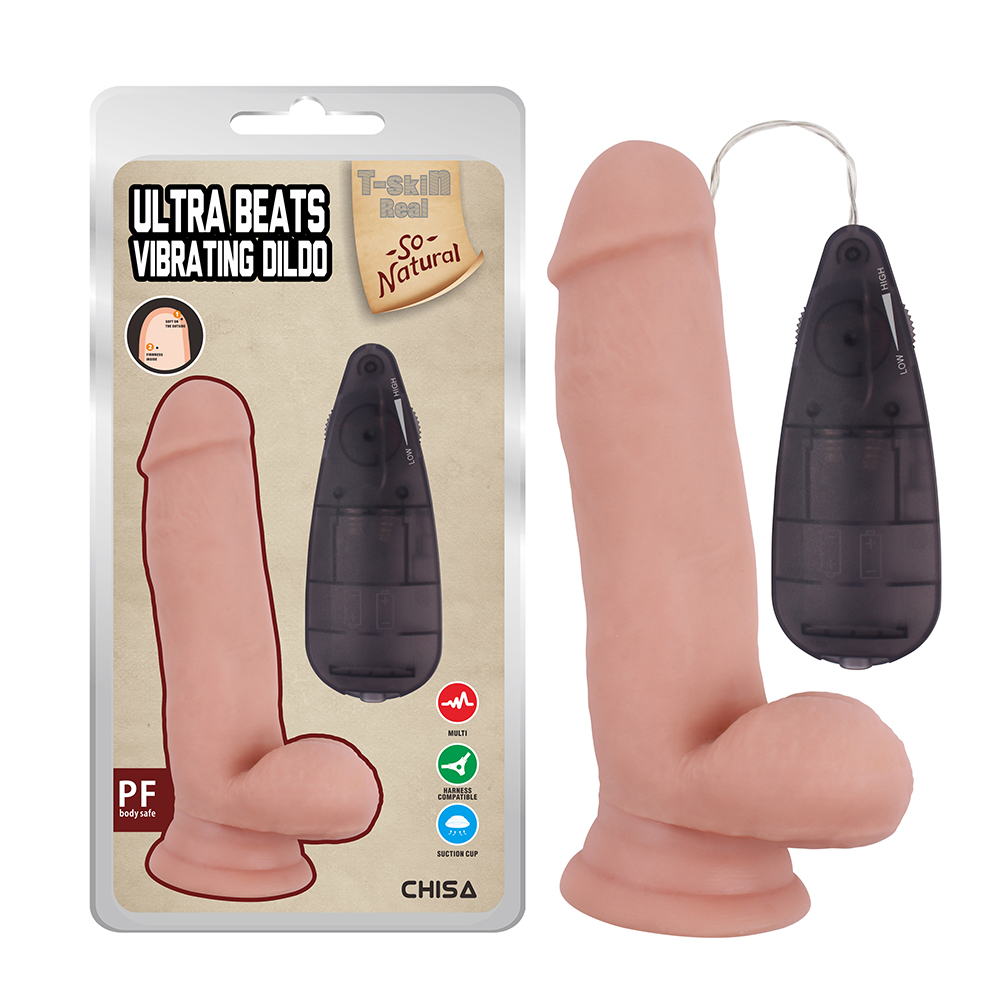 Ultra Beats Vibrating Dildo-Flesh